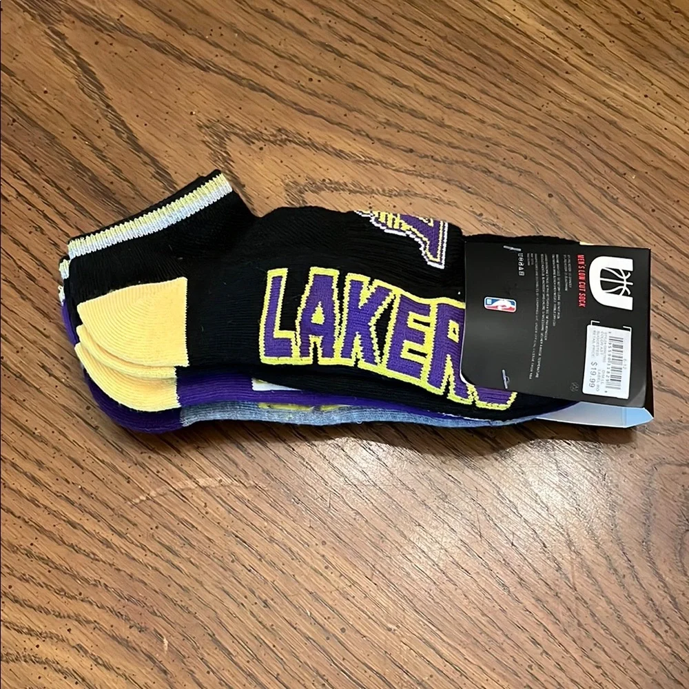 NBA men’s low cut‎ Laker socks, 3 pair, NWT